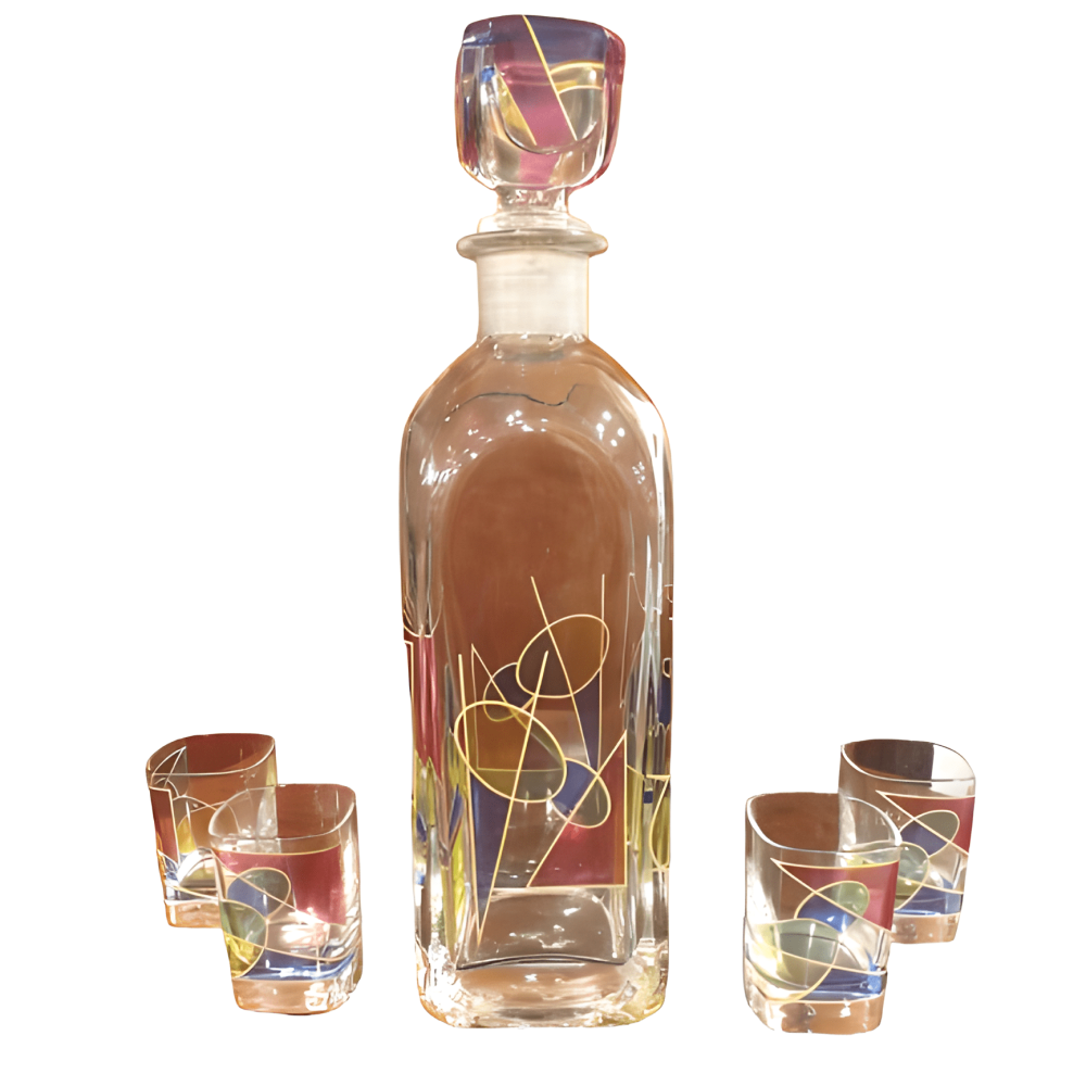 BOTELLA DE LICOR CON VASOS DE LUIGI BORMIOLI