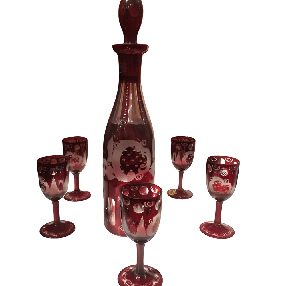 Decantador con 5 Copas (Egermann Rubi)