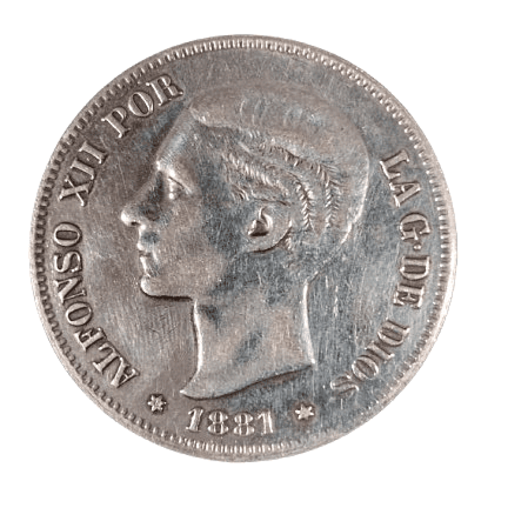 JOYERIA MONEDA 5 PESETAS ALFONSO XII 1881 MSM 23,73 GR